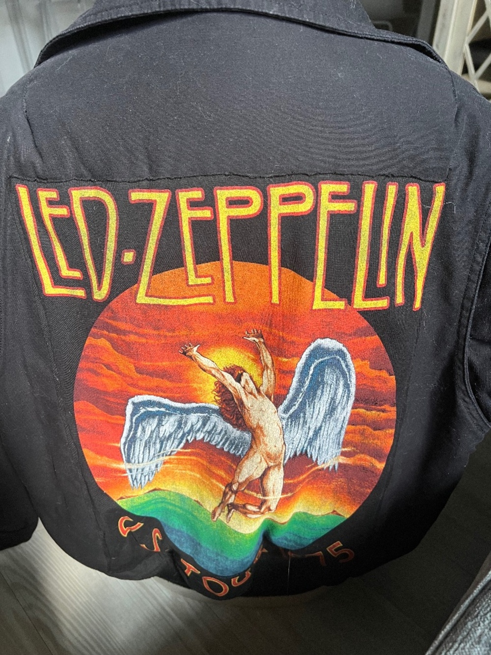Flight jacket in black with Led Zeppelin patch on the back Size m